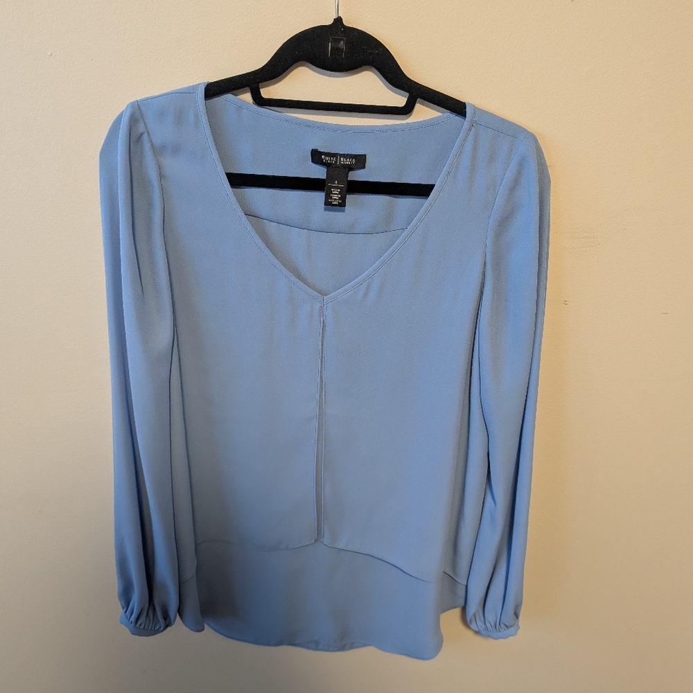 White House Black Market Light Blue Blouse